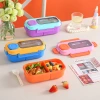 Caja de almuerzo transfronteriza estudiante trabajador de oficina caja de almuerzo conveniente acero inoxidable caja de bento split con caja de salsa en stock al por mayor Specification image